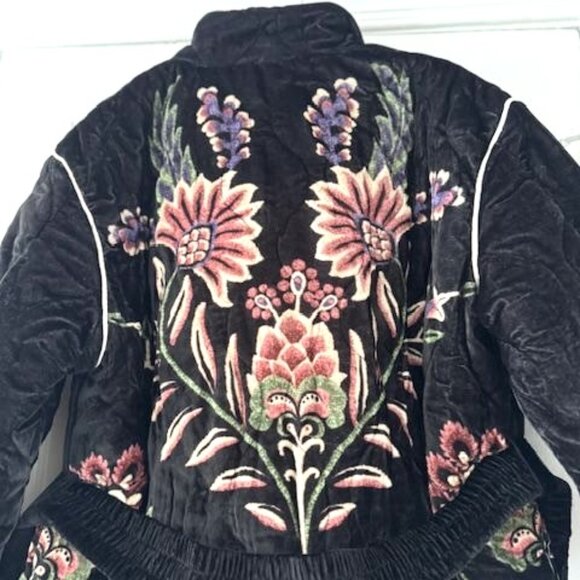 FARM Rio Black Marvelous Garden Puffer Jacket Exotic Tropical Leopard Print - Picture 8 of 16